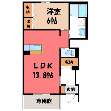 鹿沼駅 徒歩19分 1階の物件間取画像